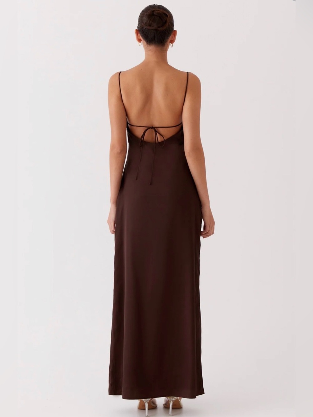 Peppermayo Brown Maxi Slip Dress with Lace Insets - Picture 3 of 13